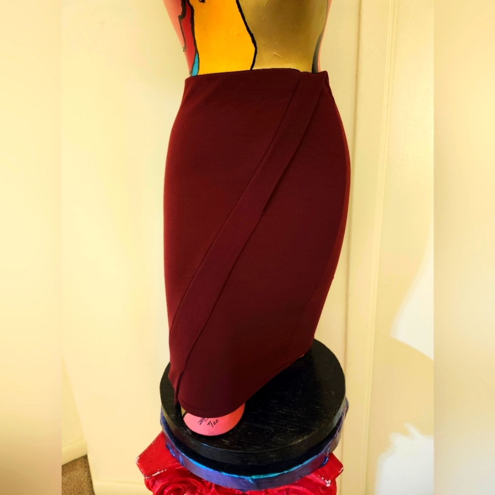 Zara Red Midi Bodycon Skirt